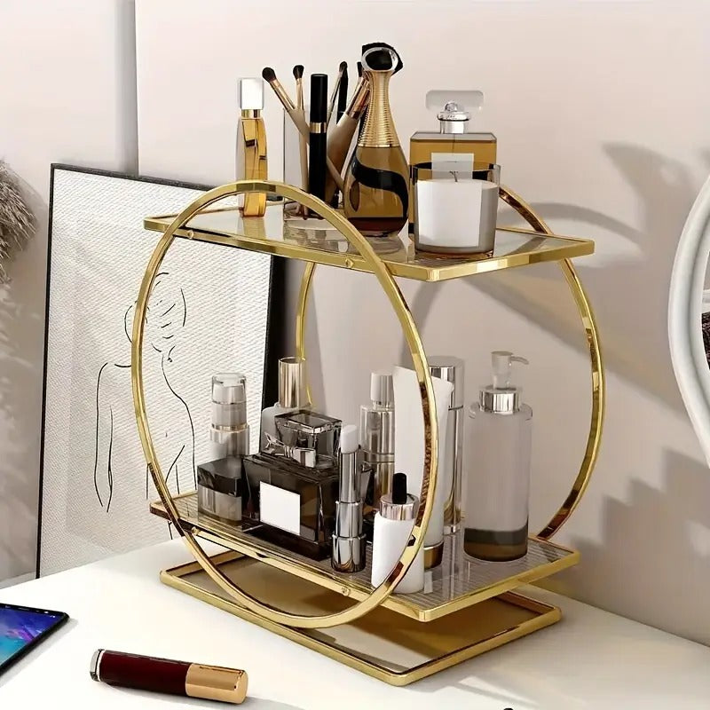 Luxury 2-Tier Makeup & Perfume Organizer – Skincare, Cosmetics & Vanity Storage