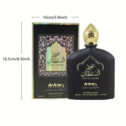 Oud Al Sultan Eau de Parfum 3.38 FL OZ Unisex Floral Fruity Fragrance Black and Brown