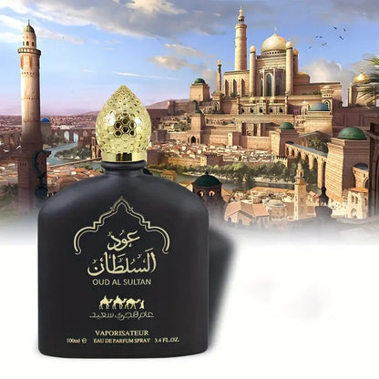 Oud Al Sultan Eau de Parfum 3.38 FL OZ Unisex Floral Fruity Fragrance Black and Brown