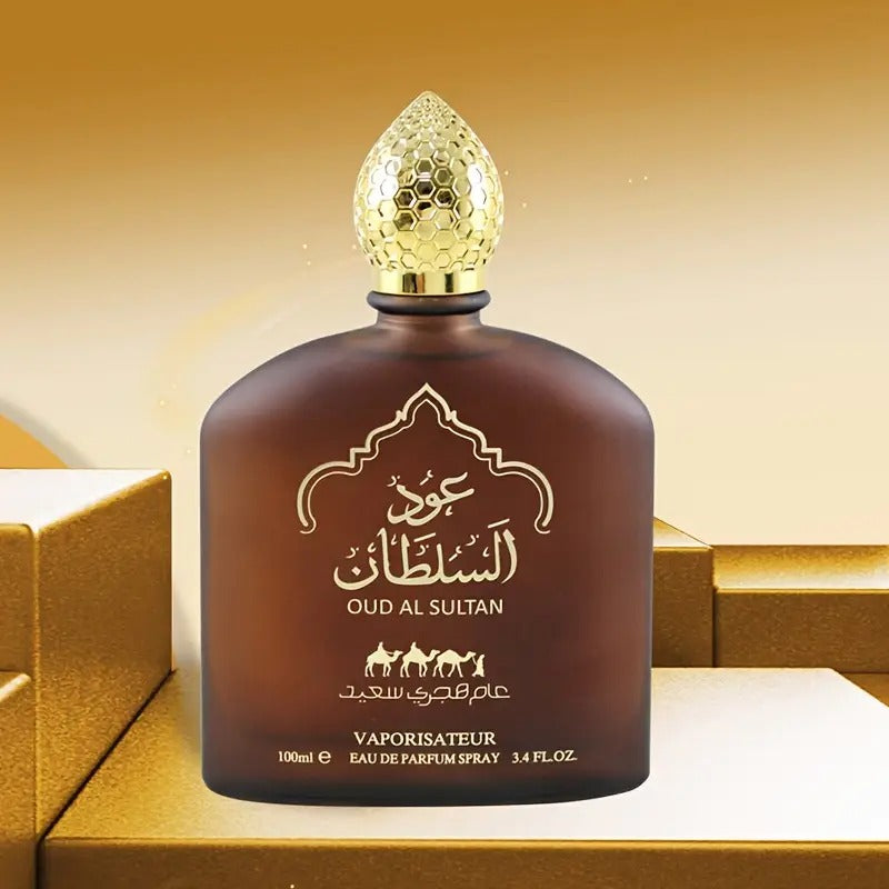 Oud Al Sultan Eau de Parfum 3.38 FL OZ Unisex Floral Fruity Fragrance Black and Brown